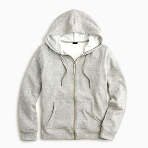 J.CREW Women’s Velour Lined Hoodie Sweatshirt (Zip up) | Heather Gray | Size M